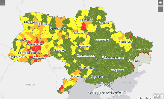 Актуальна інформація про рівень епідемічної небезпеки поширення COVID-19