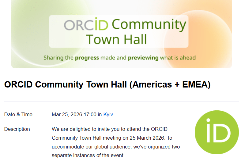 ORCID COMMUNITY TOWN HALL